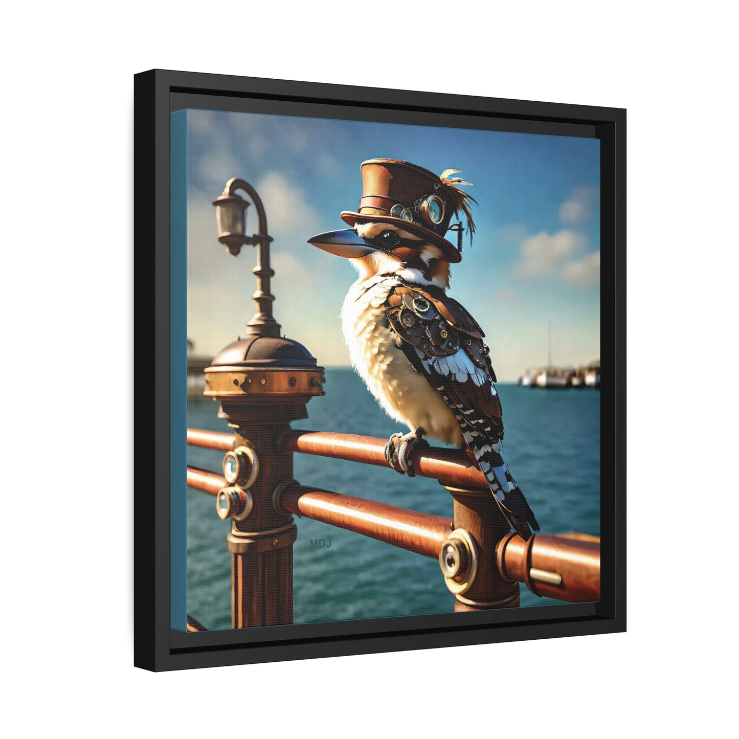 Steampunk Kookaburra 10 - Thick Matte Canvas Print, Black Frame