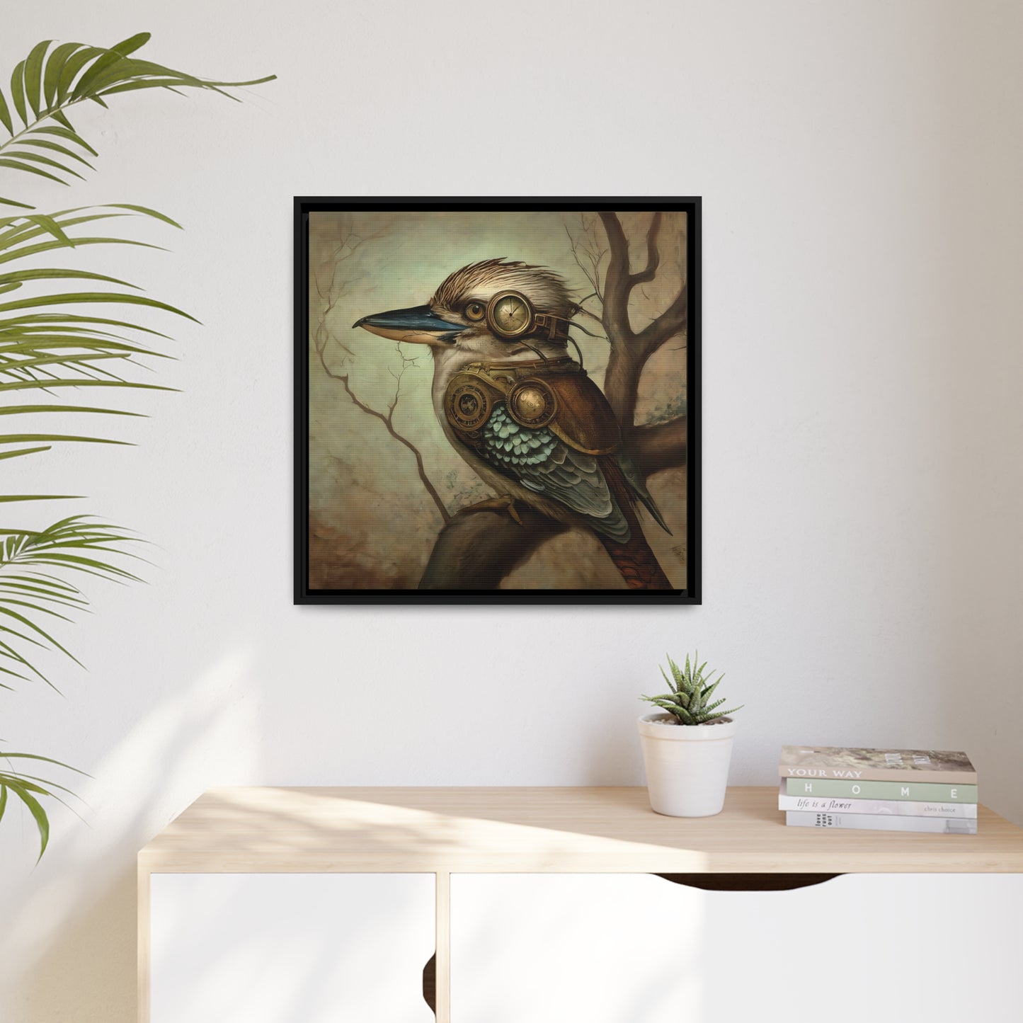 Steampunk Kookaburra 12 - Thick Matte Canvas Print, Black Frame