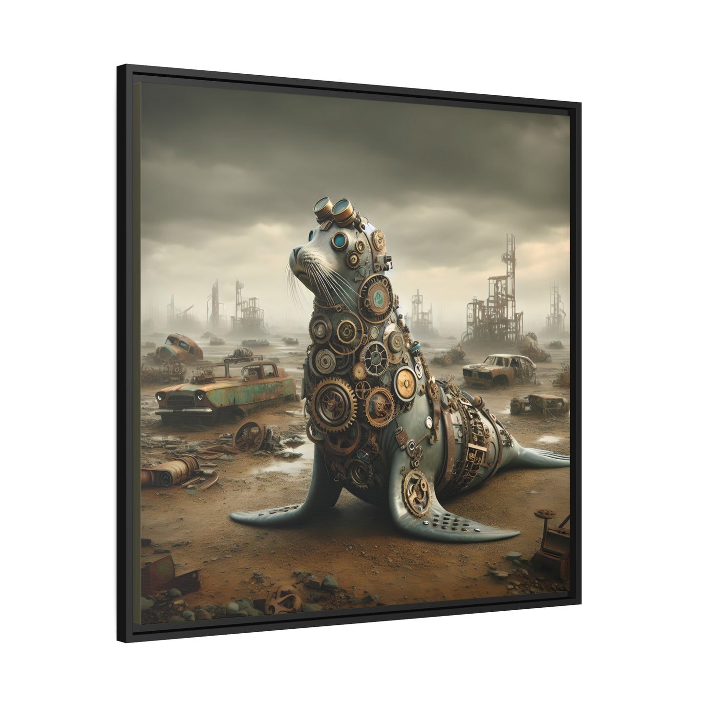 Steampunk Seal 8 - Thick Matte Canvas Print, Black Frame