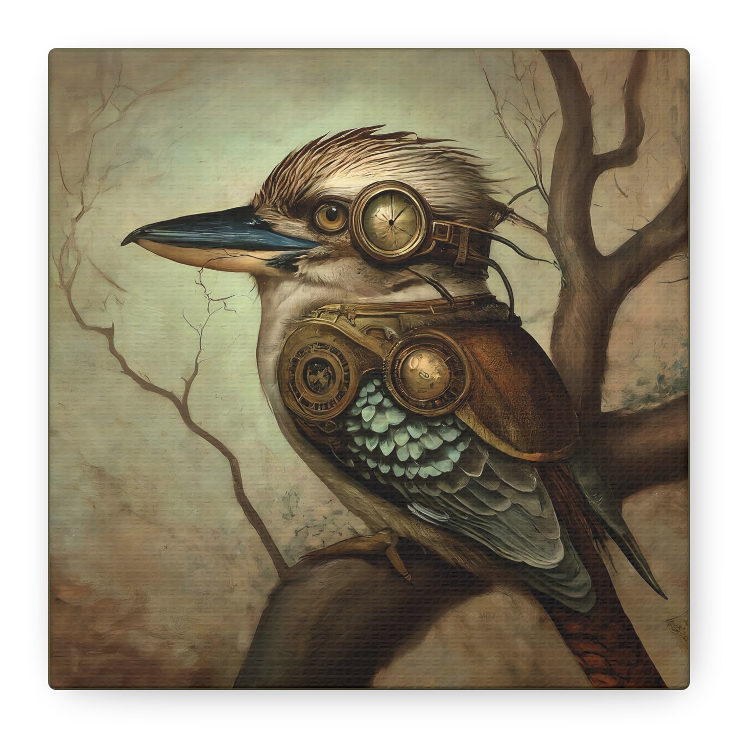 Steampunk Kookaburra 12 - Thick Matte Canvas Print