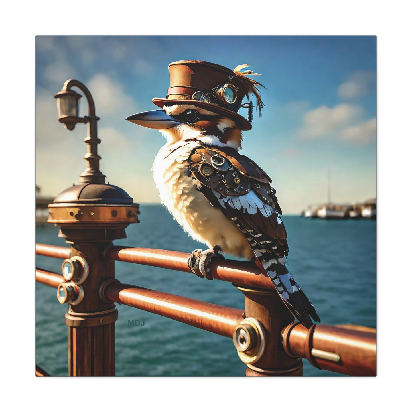 Steampunk Kookaburra 10 - Thick Matte Canvas Print