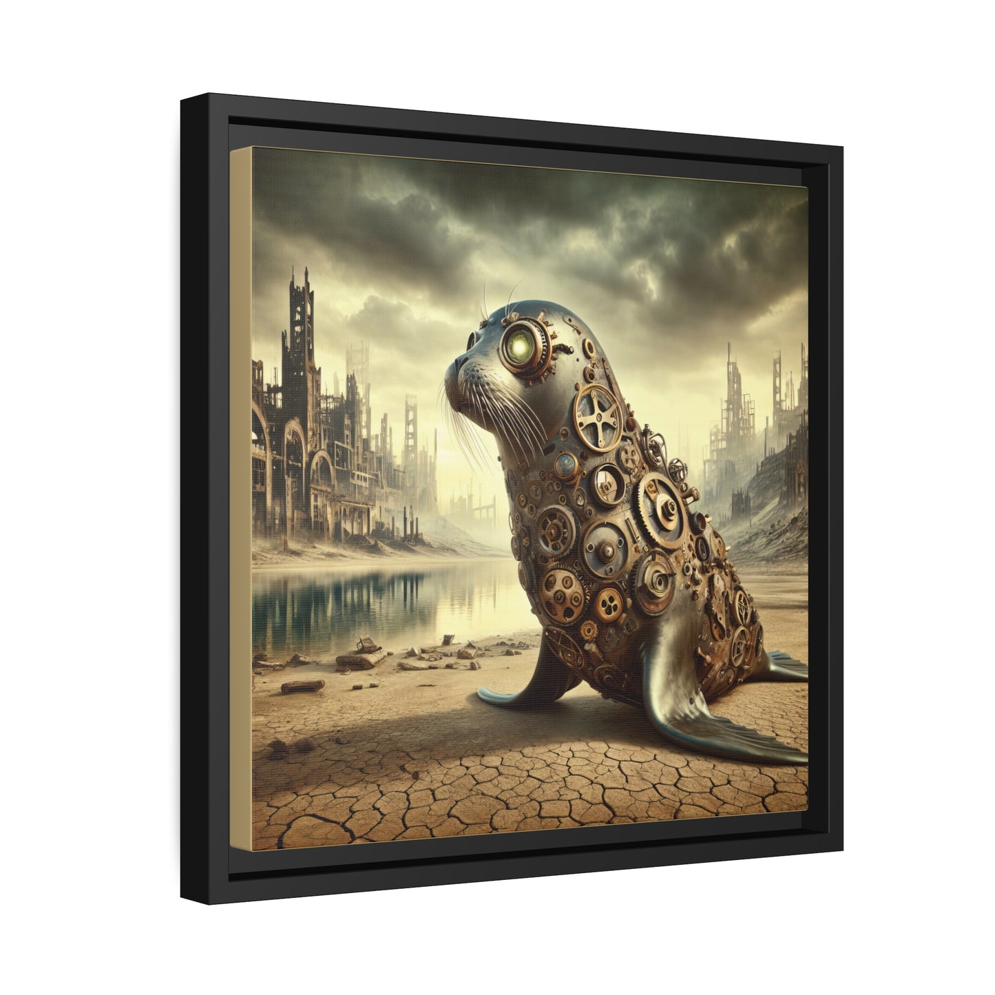 Steampunk Seal 10 - Thick Matte Canvas Print, Black Frame