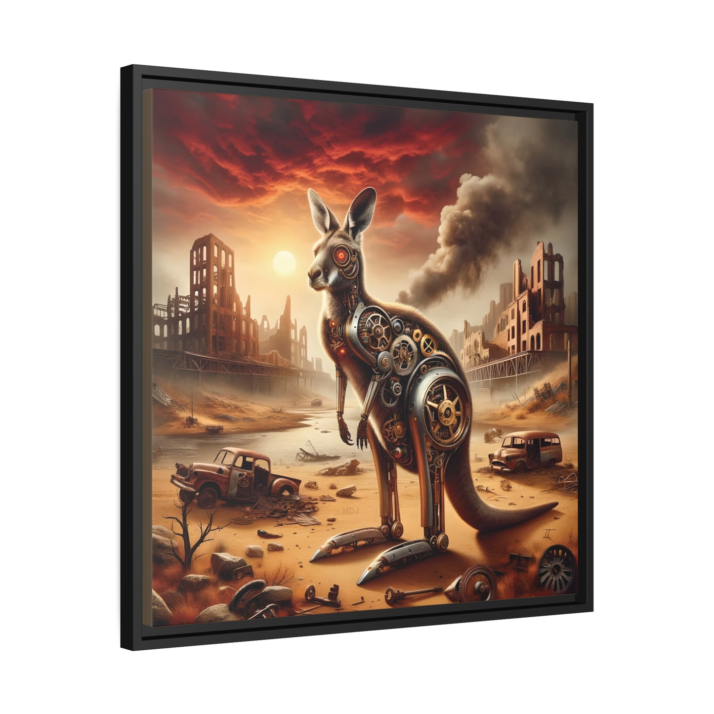 Steampunk Kangaroo 15 - Thick Matte Canvas Print, Black Frame