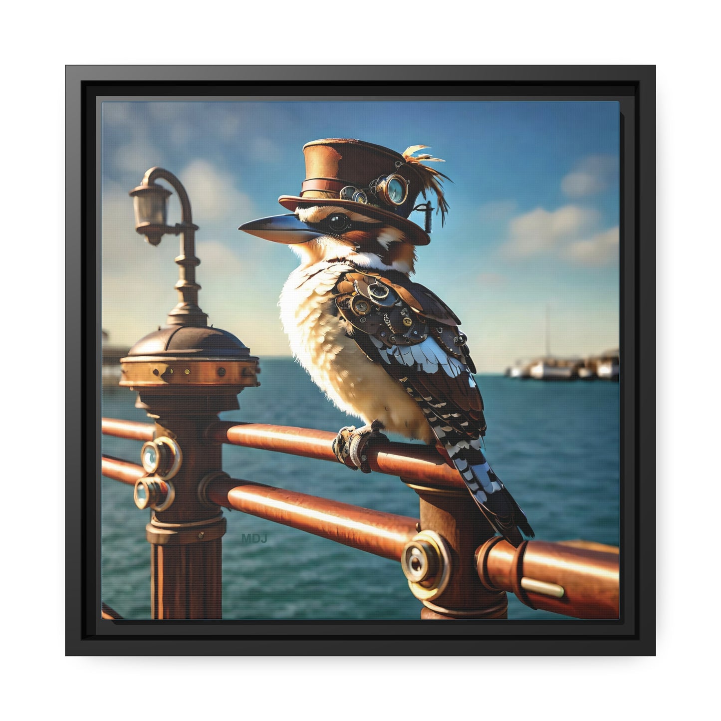 Steampunk Kookaburra 10 - Thick Matte Canvas Print, Black Frame