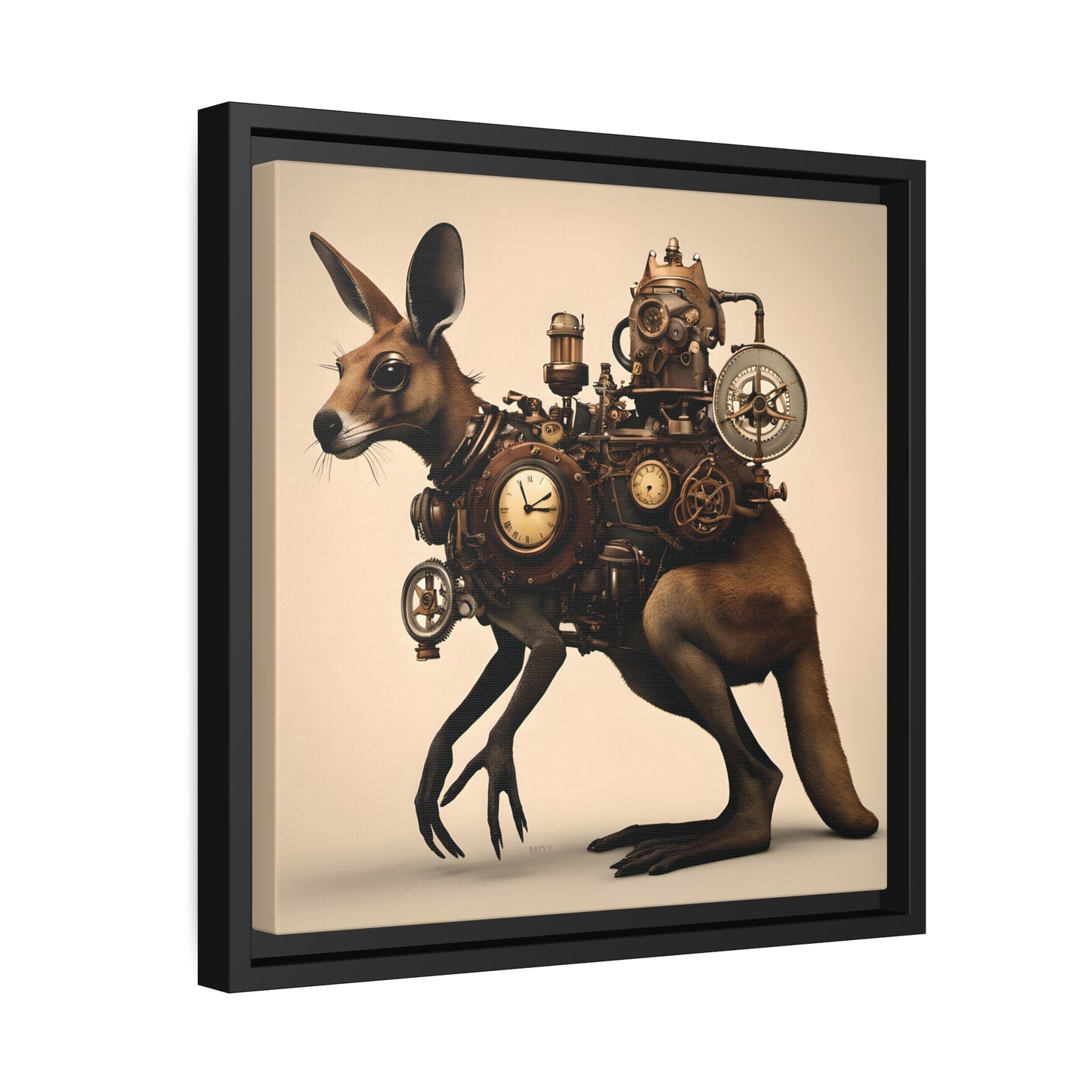 Steampunk Kangaroo 1 - Thick Matte Canvas Print, Black Frame