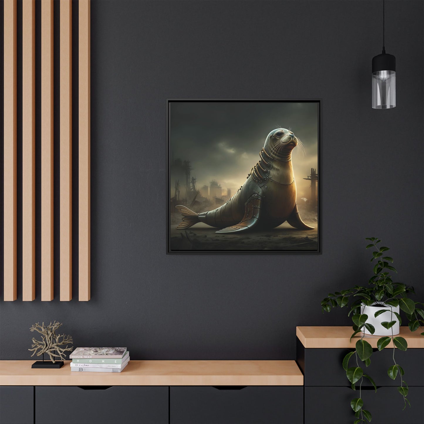 Steampunk Seal 12 - Thick Matte Canvas Print, Black Frame