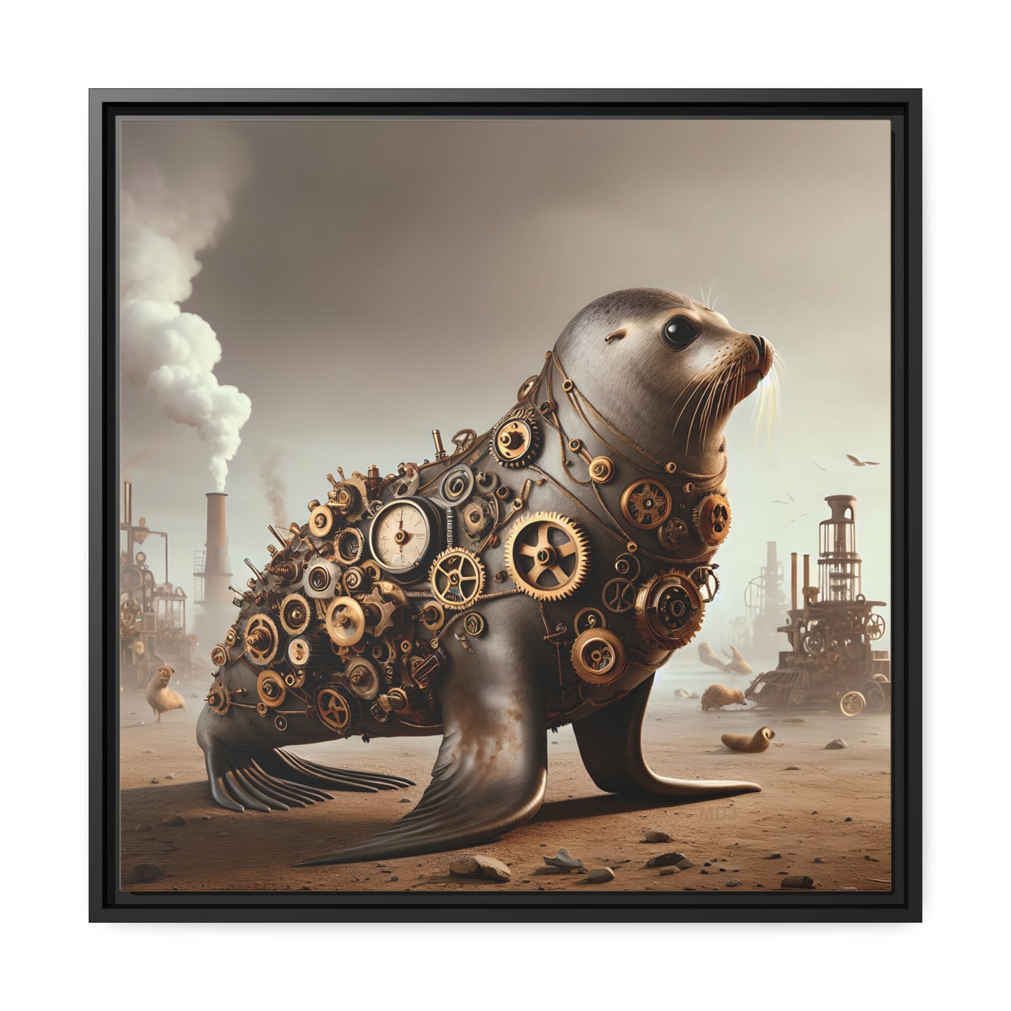 Steampunk Seal 7 - Thick Matte Canvas Print, Black Frame