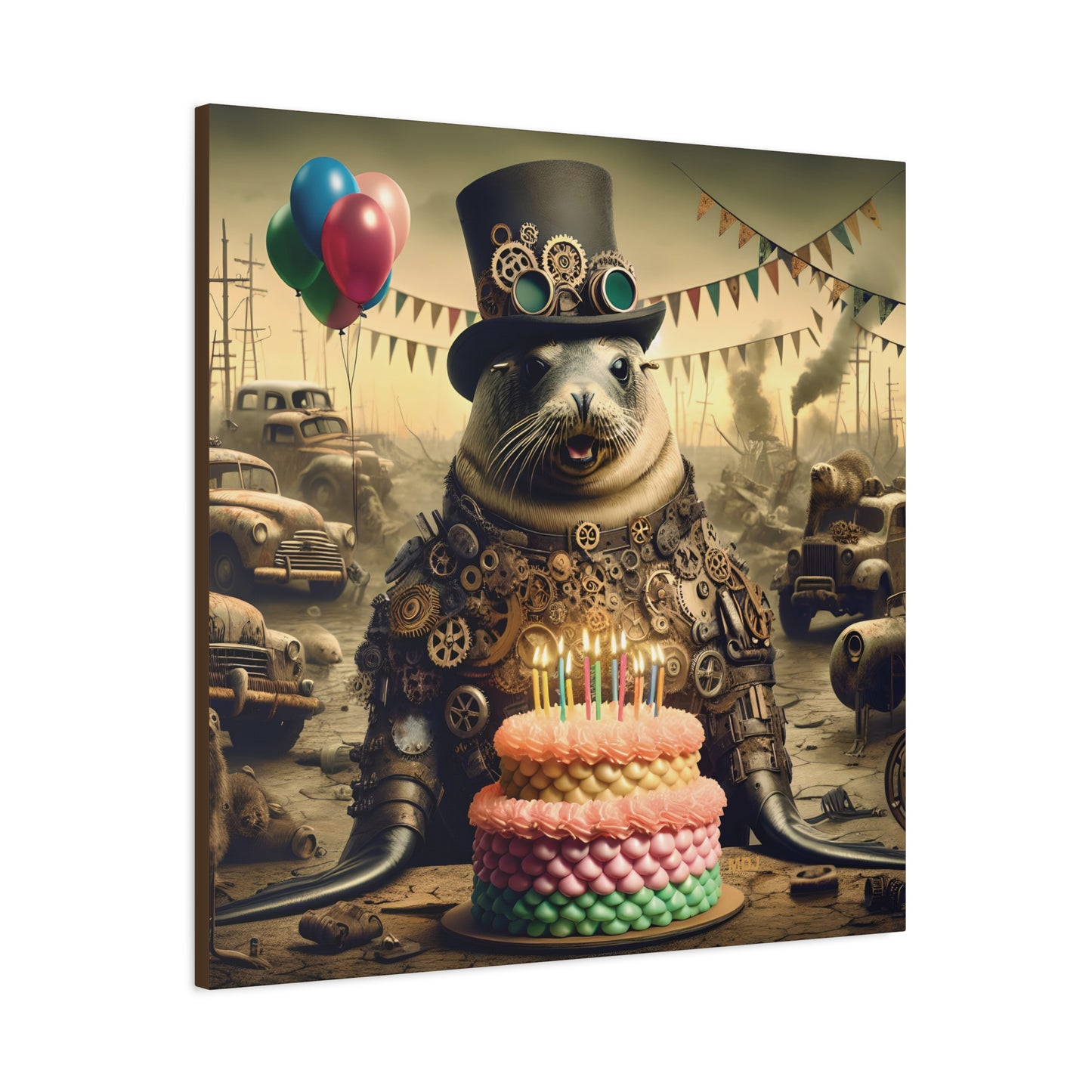 Steampunk Seal 11 - Thick Matte Canvas Print