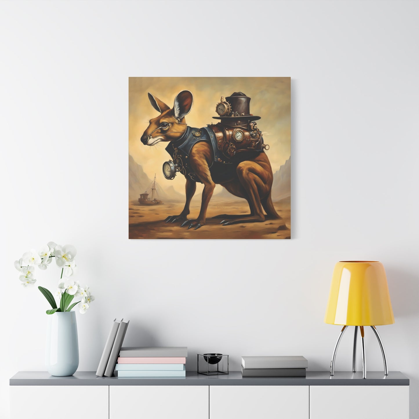 Steampunk Kangaroo 2 - Thick Matte Canvas Print