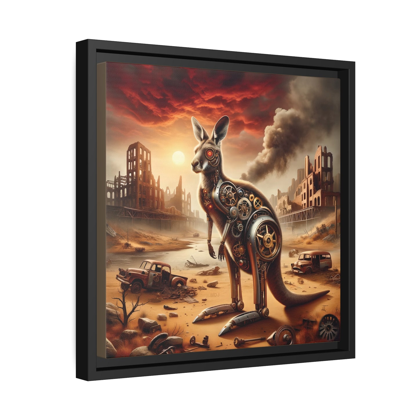 Steampunk Kangaroo 15 - Thick Matte Canvas Print, Black Frame