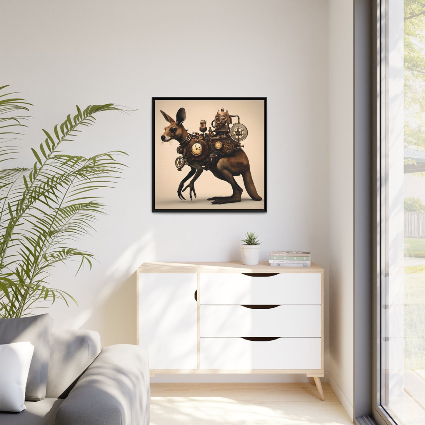 Steampunk Kangaroo 1 - Thick Matte Canvas Print, Black Frame