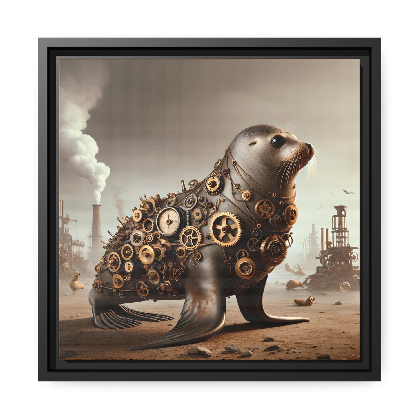 Steampunk Seal 7 - Thick Matte Canvas Print, Black Frame