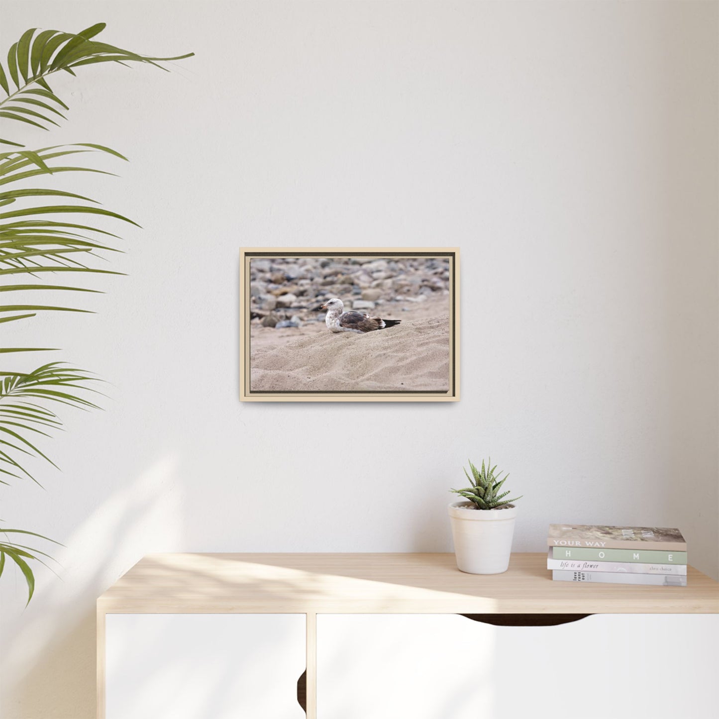 Seagull Serenity on the Shore [4278] | Framed Canvas