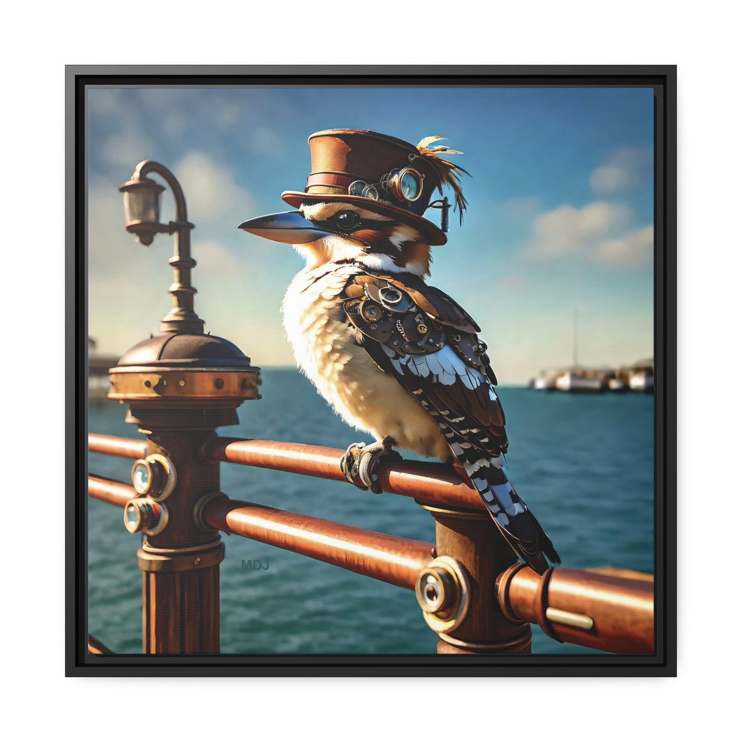 Steampunk Kookaburra 10 - Thick Matte Canvas Print, Black Frame