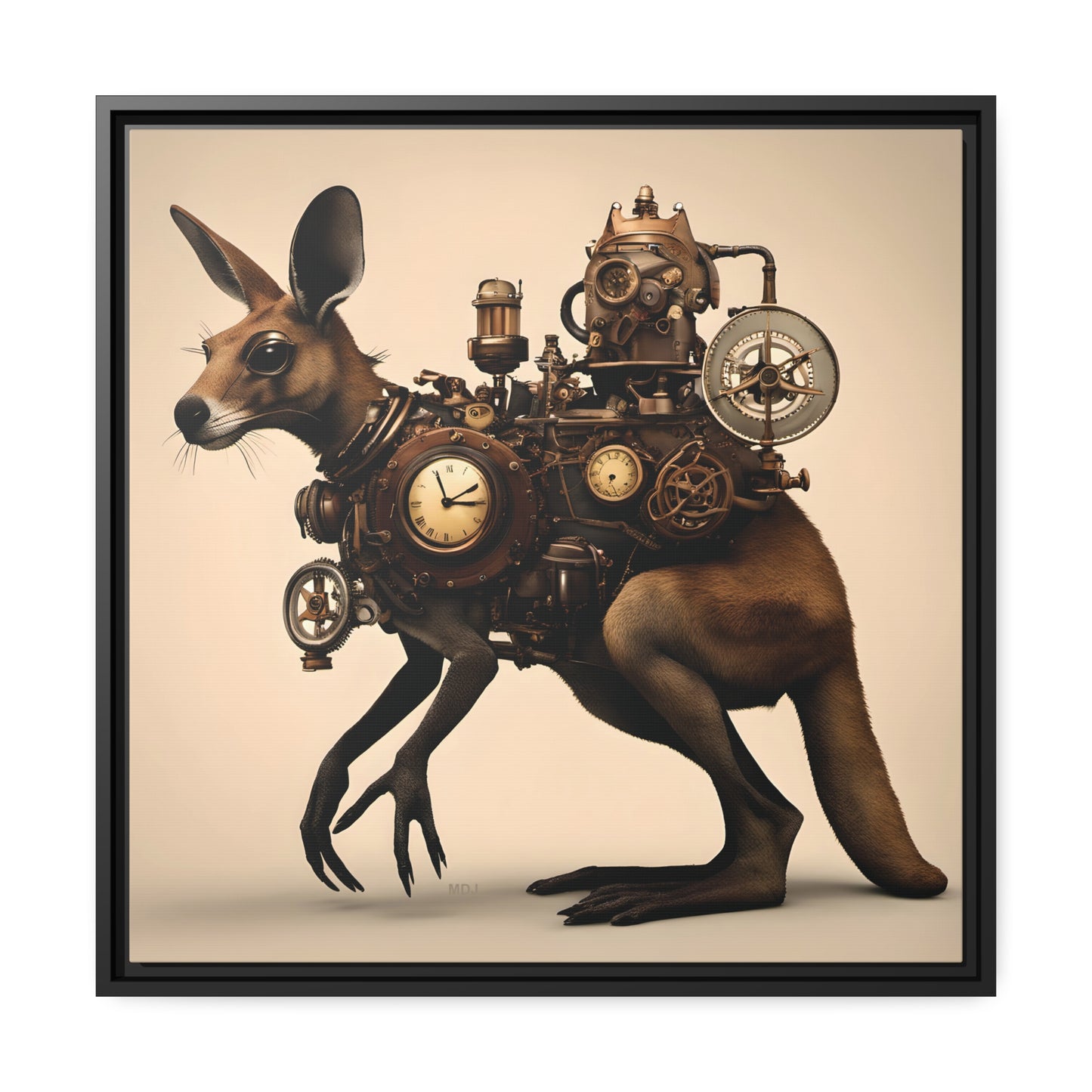 Steampunk Kangaroo 1 - Thick Matte Canvas Print, Black Frame