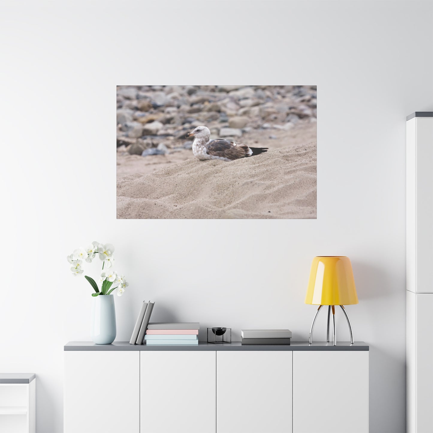 Seagull Serenity on the Shore 4278 - Thick Matte Canvas Print