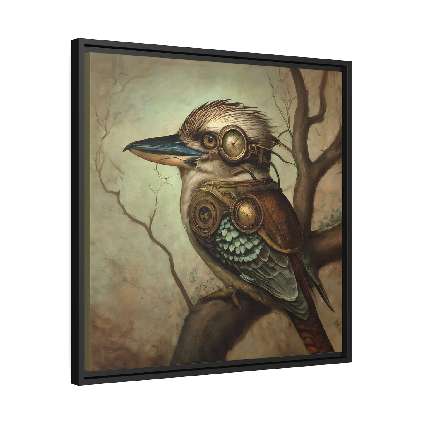 Steampunk Kookaburra 12 - Thick Matte Canvas Print, Black Frame