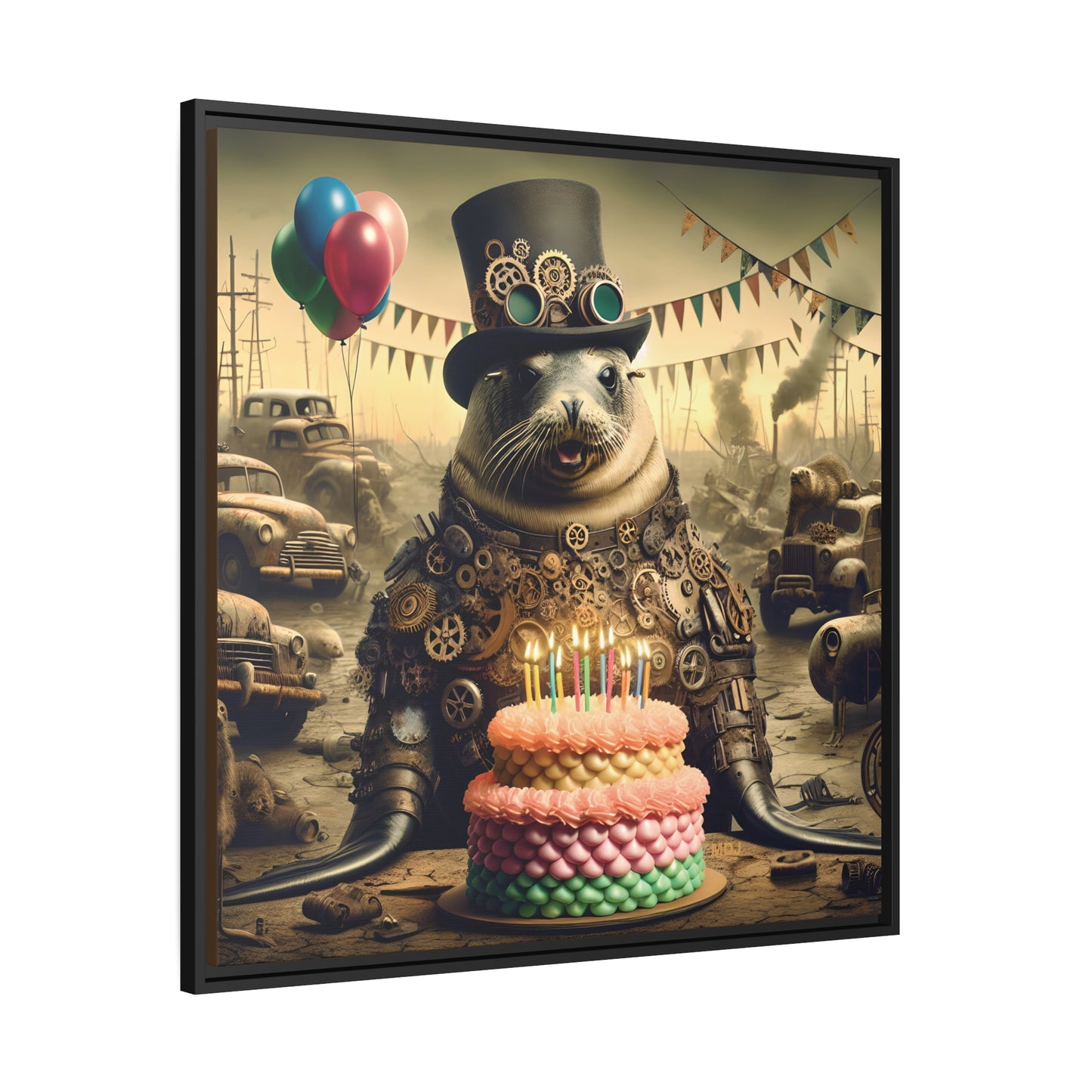 Steampunk Seal 11 - Thick Matte Canvas Print, Black Frame