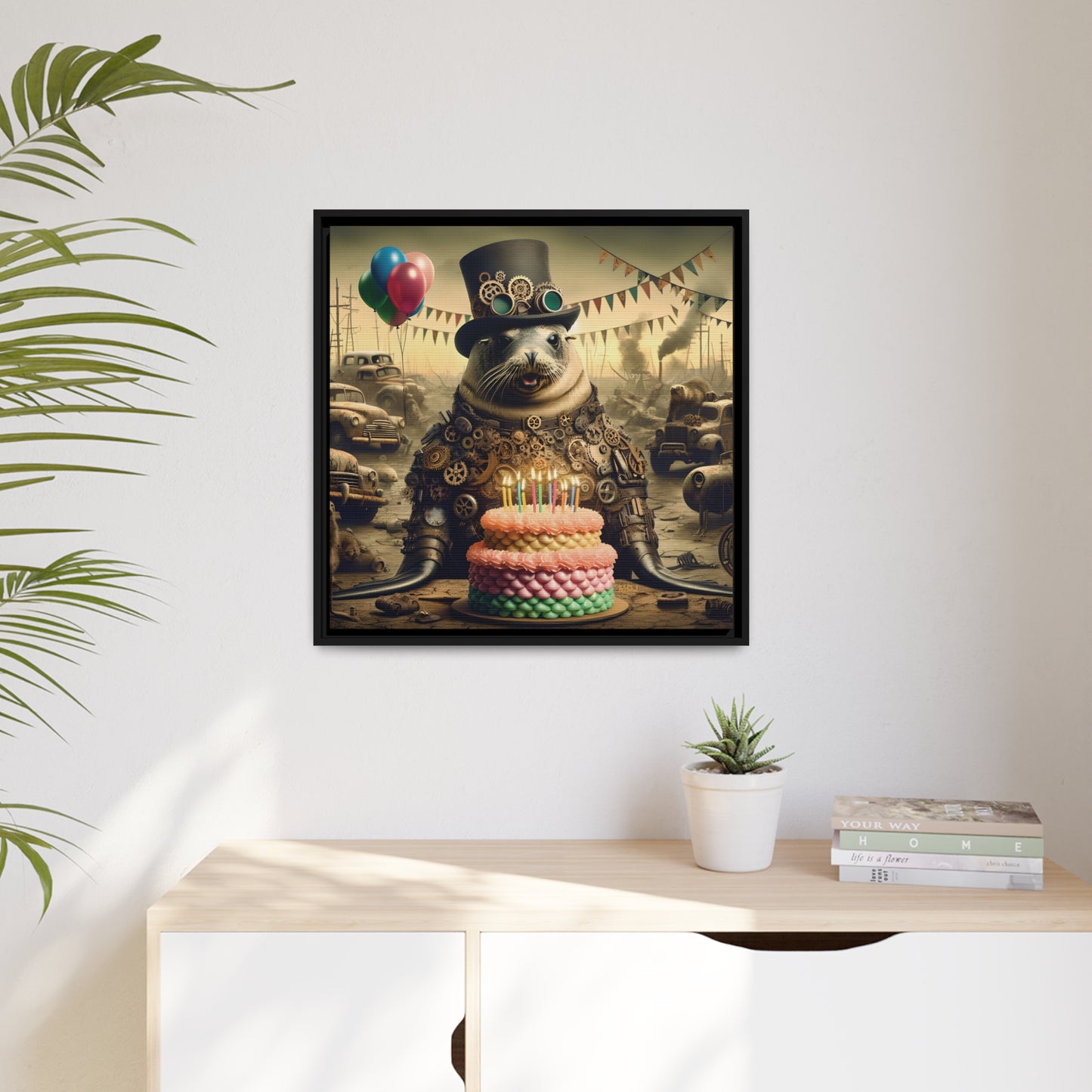 Steampunk Seal 11 - Thick Matte Canvas Print, Black Frame