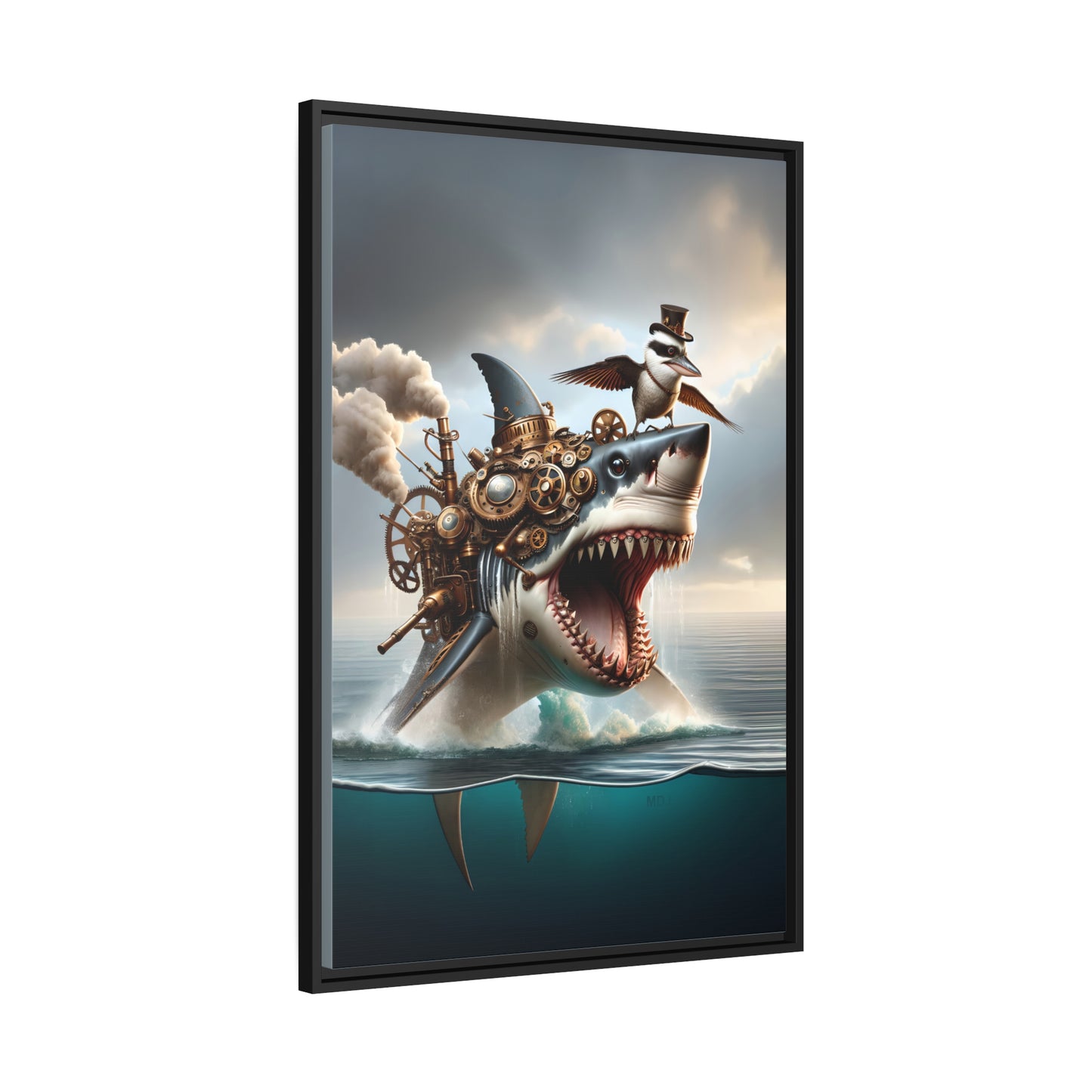 Steampunk Kookaburra 16 - Thick Matte Canvas Print, Black Frame