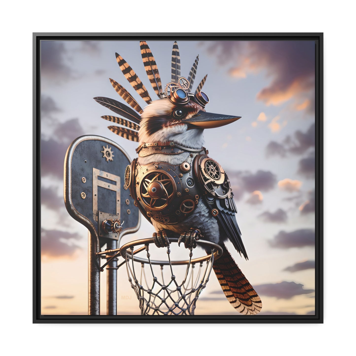 Steampunk Kookaburra 19 - Thick Matte Canvas Print, Black Frame