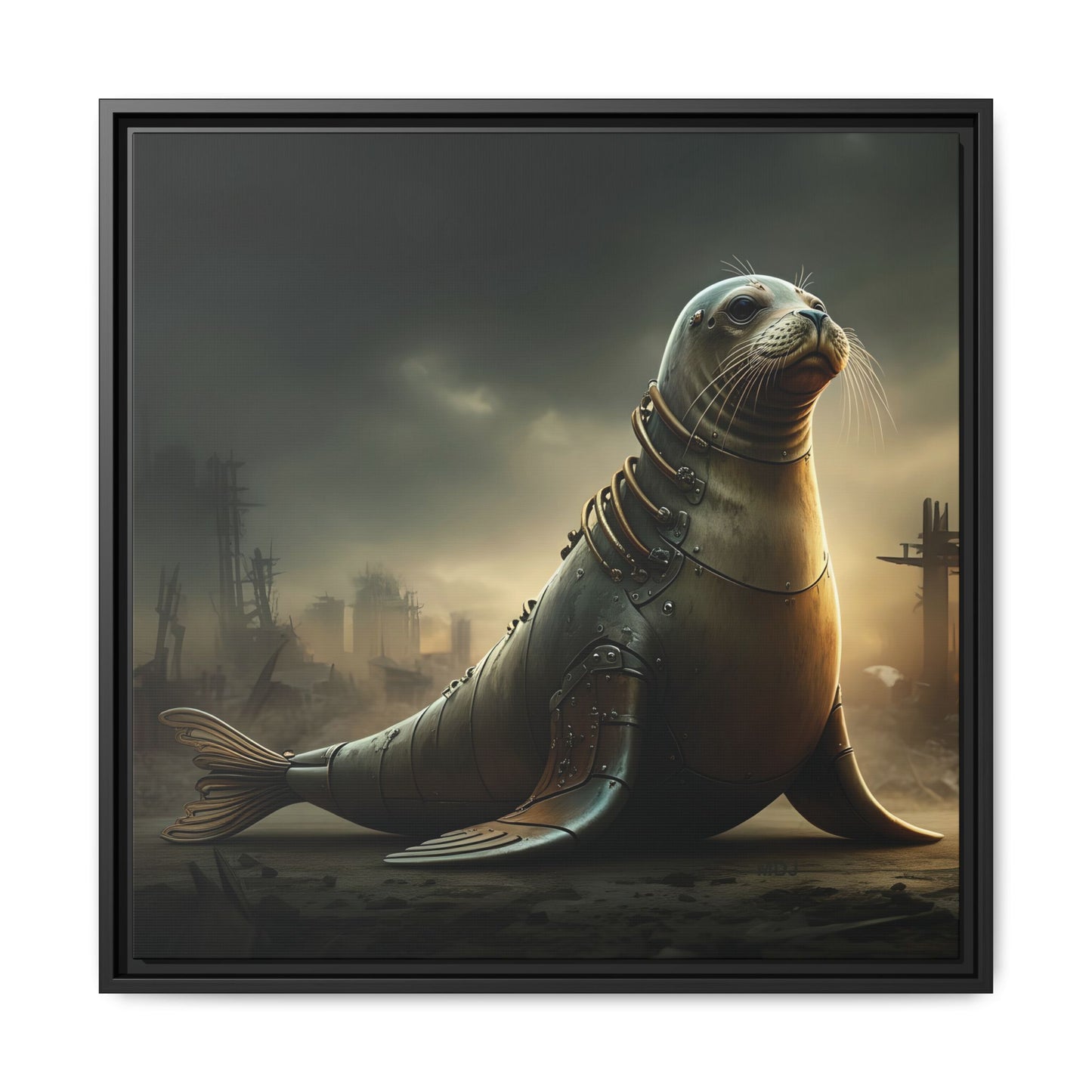 Steampunk Seal 12 - Thick Matte Canvas Print, Black Frame