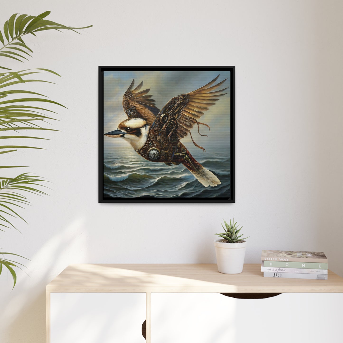 Steampunk Kookaburra 13 - Thick Matte Canvas Print, Black Frame