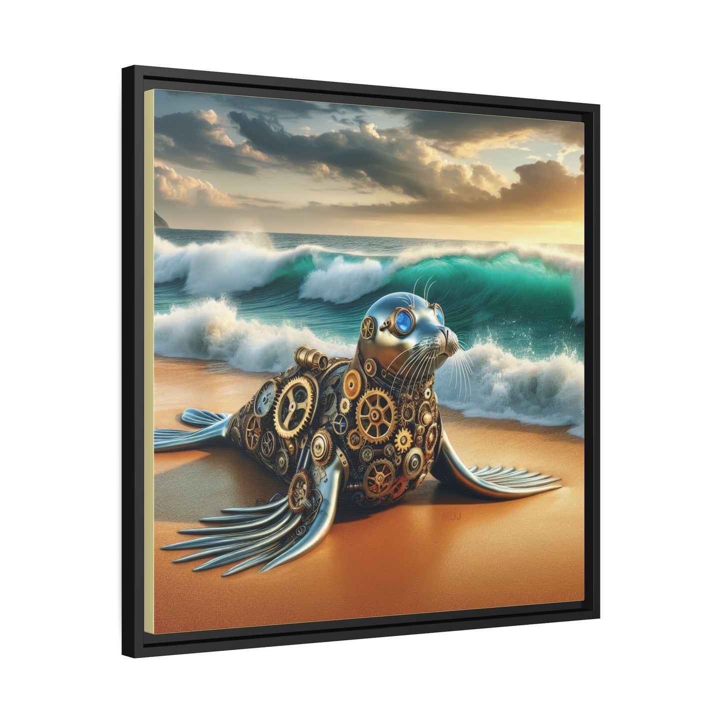 Steampunk Seal 9 - Thick Matte Canvas Print, Black Frame