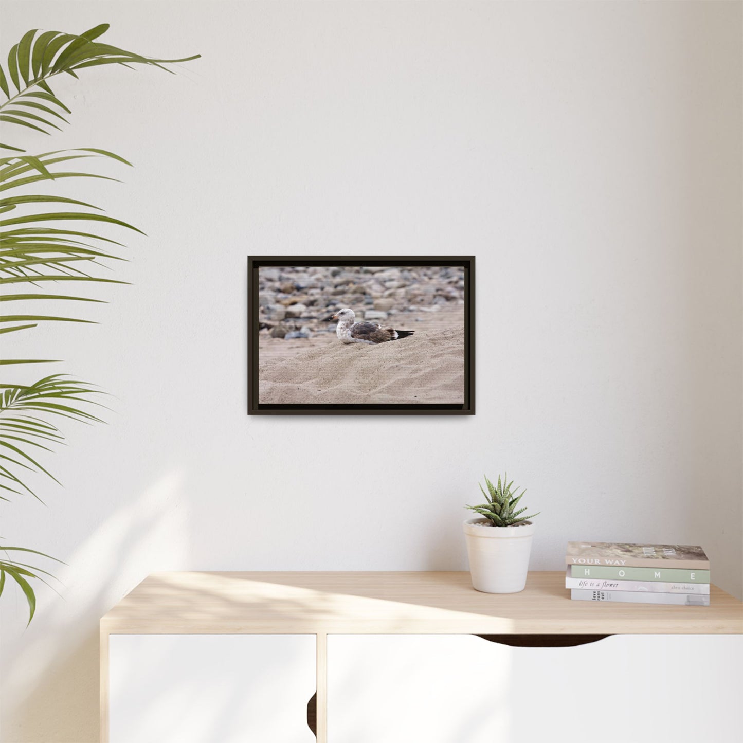 Seagull Serenity on the Shore [4278] | Framed Canvas