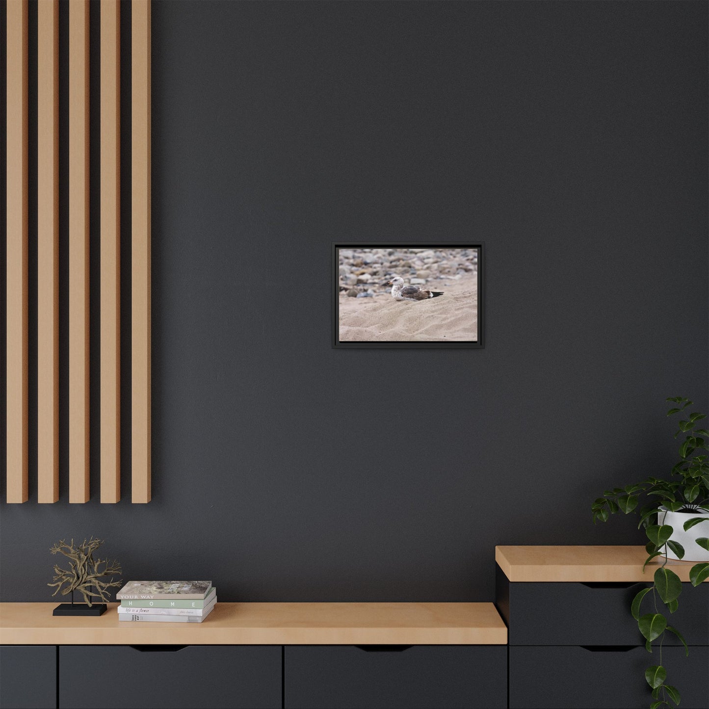 Seagull Serenity on the Shore [4278] | Framed Canvas