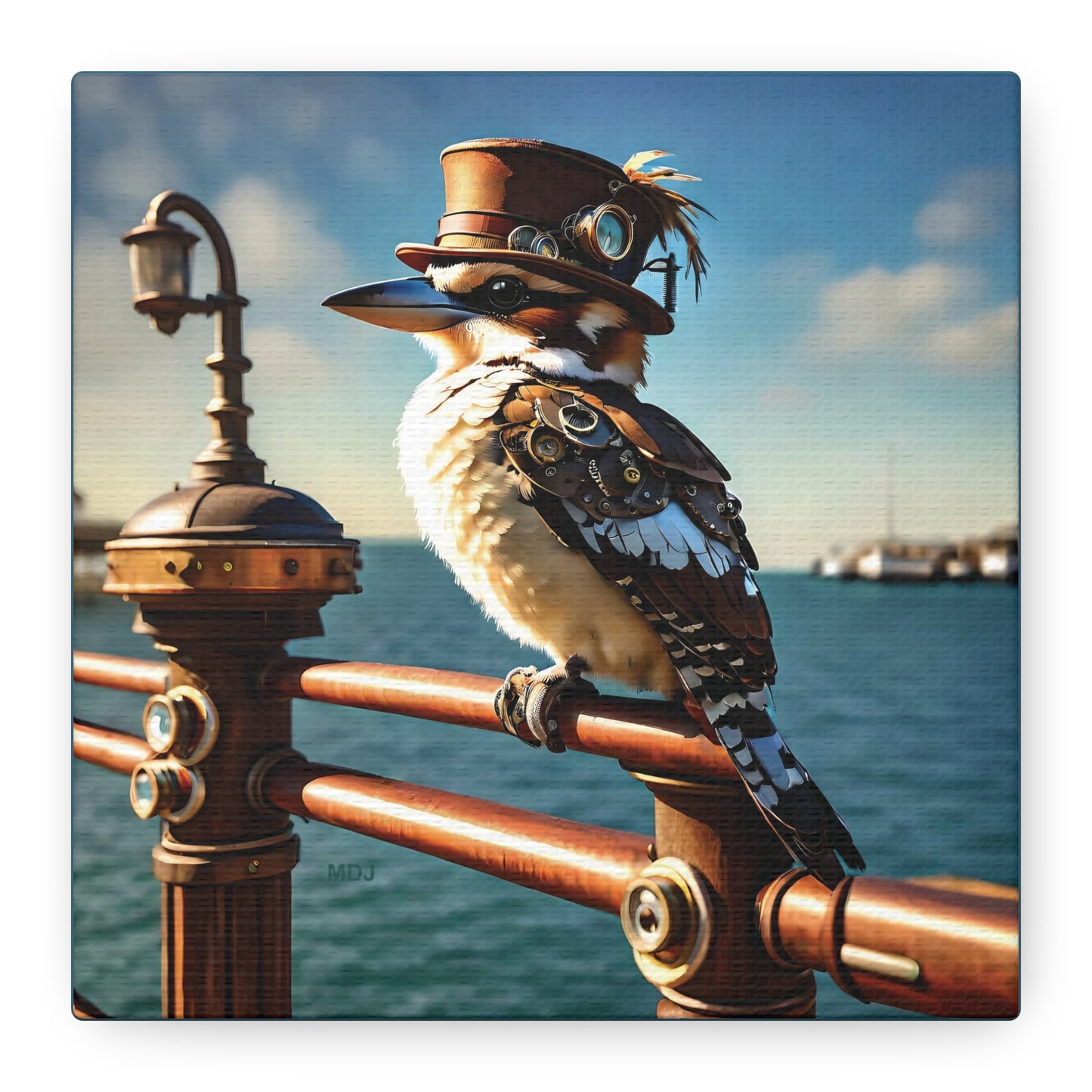 Steampunk Kookaburra 10 - Thick Matte Canvas Print