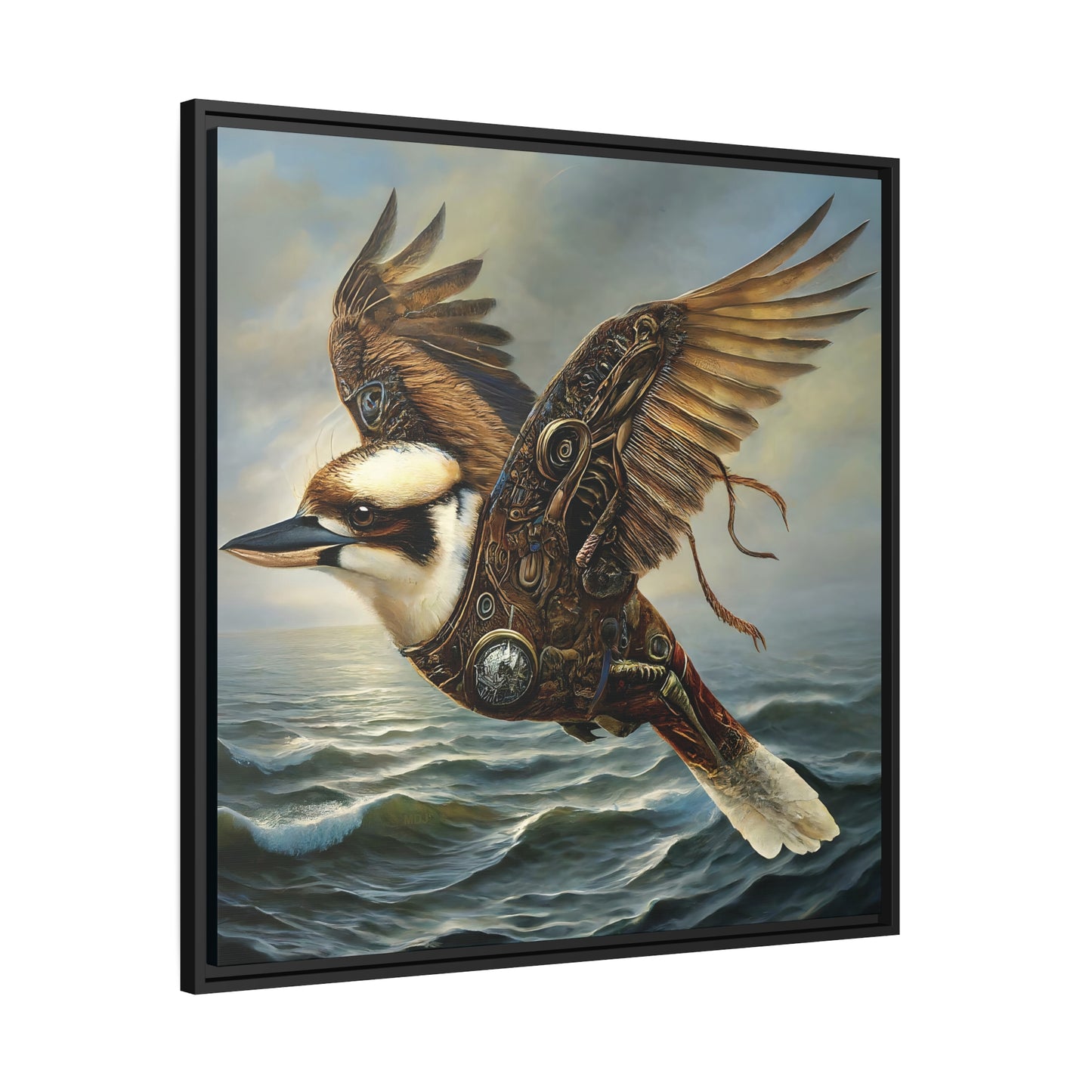 Steampunk Kookaburra 13 - Thick Matte Canvas Print, Black Frame