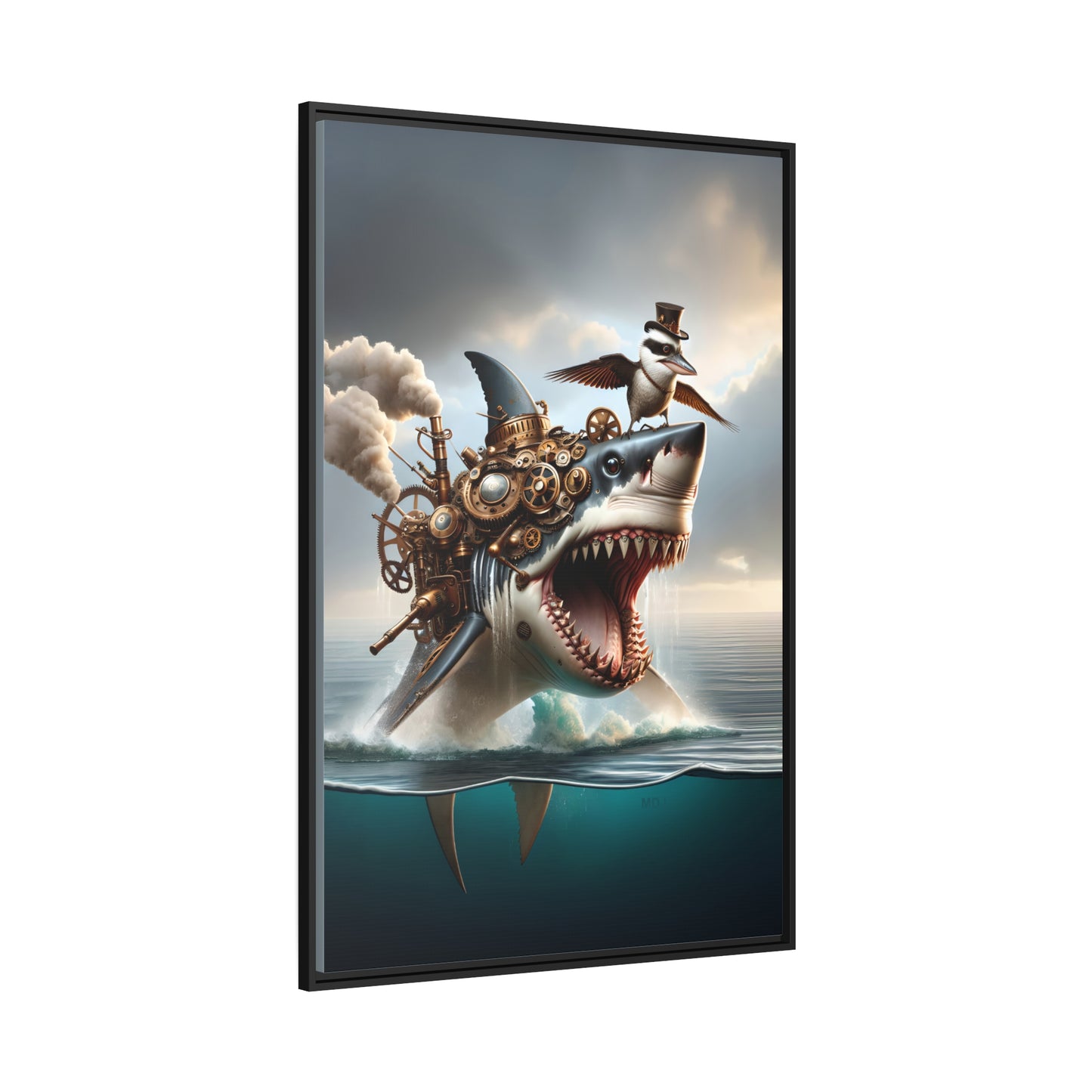 Steampunk Kookaburra 16 - Thick Matte Canvas Print, Black Frame