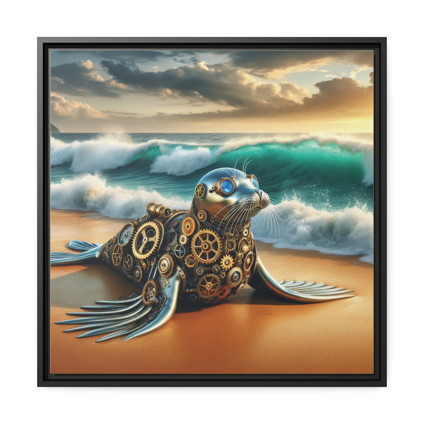 Steampunk Seal 9 - Thick Matte Canvas Print, Black Frame