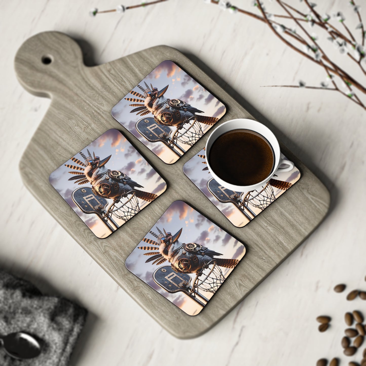 Steampunk Kookaburra 19 - Coasters