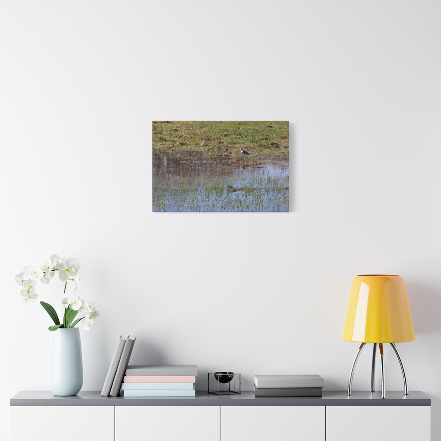 Sandpiper in Serene Wetland [2897] | Stretched Canvas