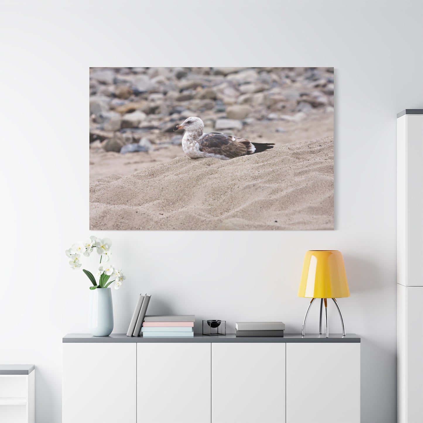 Seagull Serenity on the Shore [4278] | Stretched Canvas