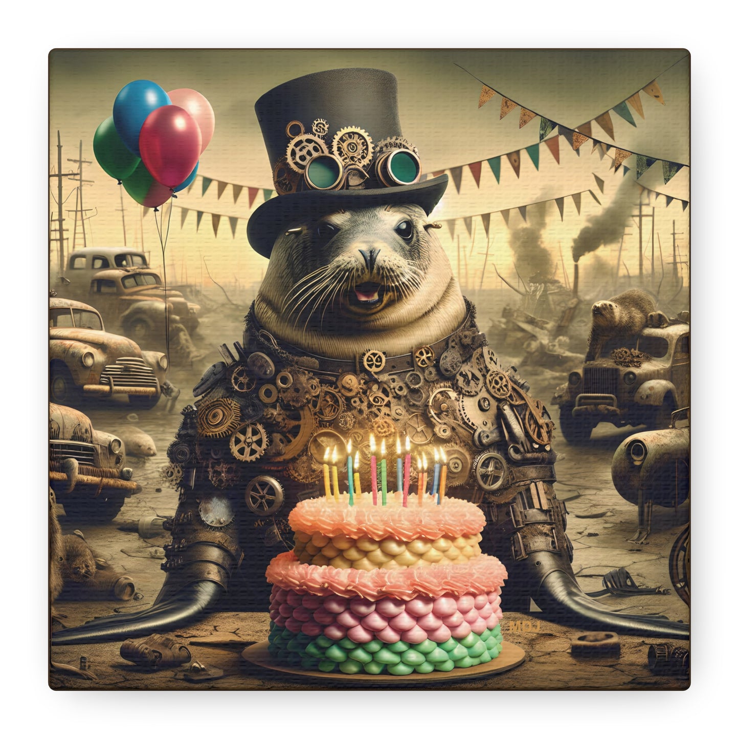 Steampunk Seal 11 - Thick Matte Canvas Print