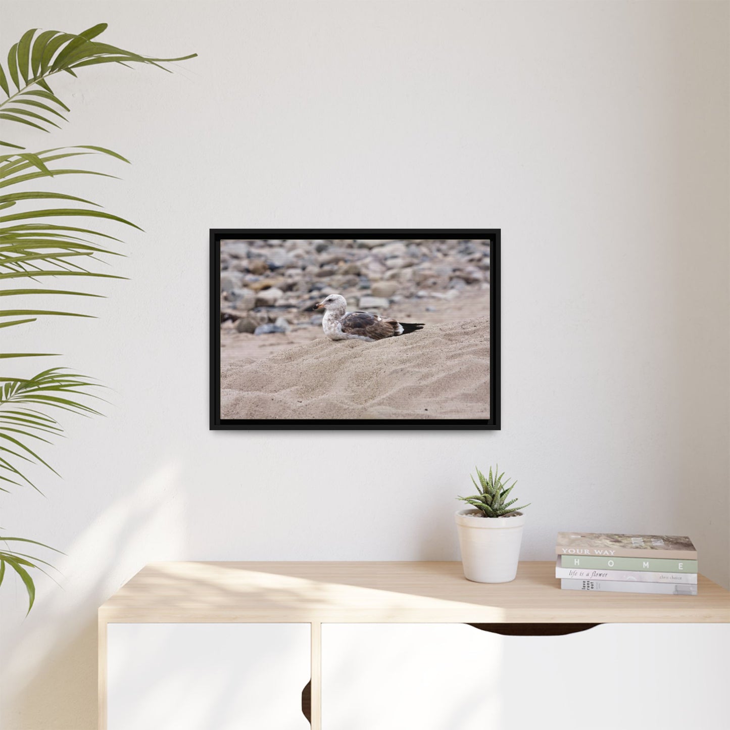 Seagull Serenity on the Shore [4278] | Framed Canvas