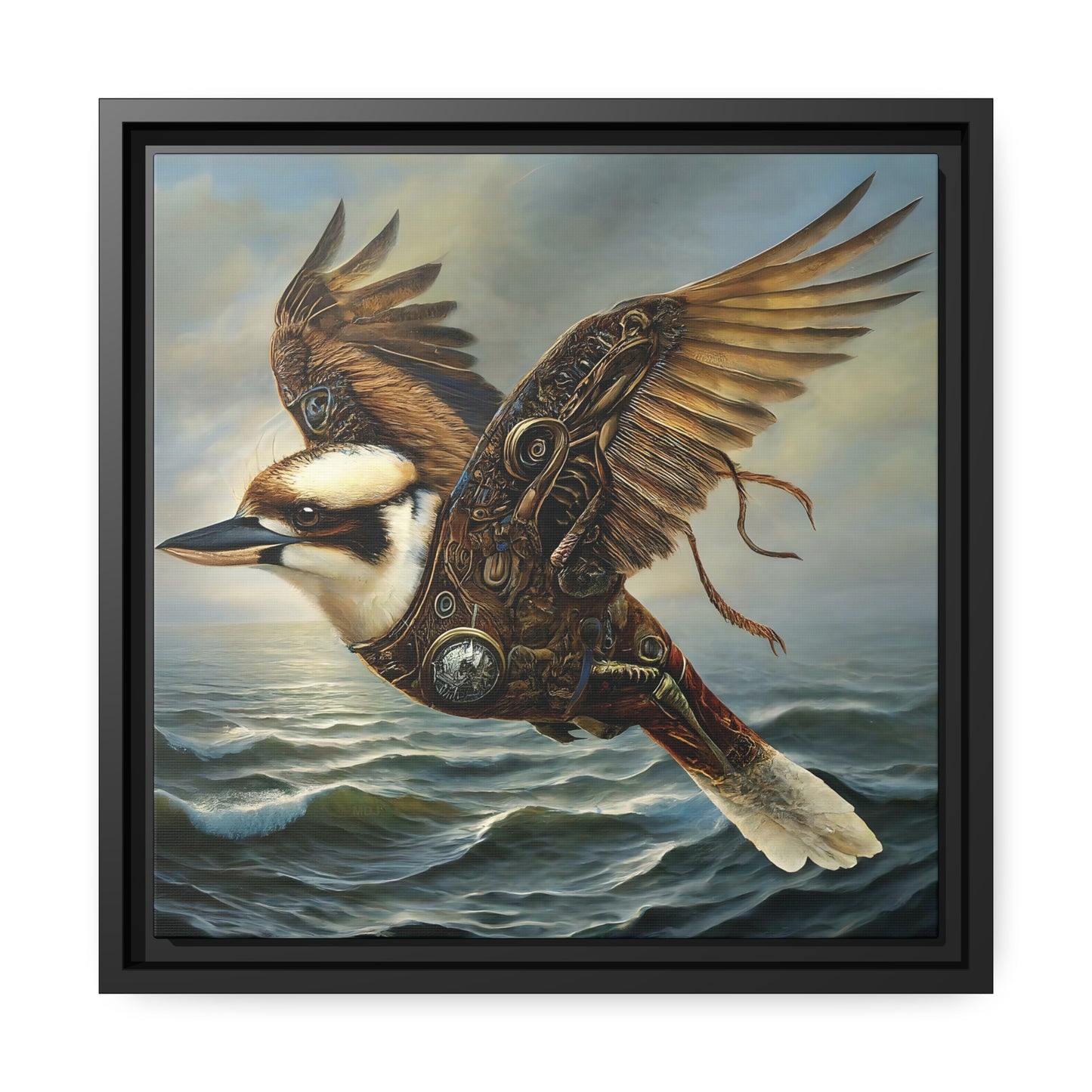 Steampunk Kookaburra 13 - Thick Matte Canvas Print, Black Frame