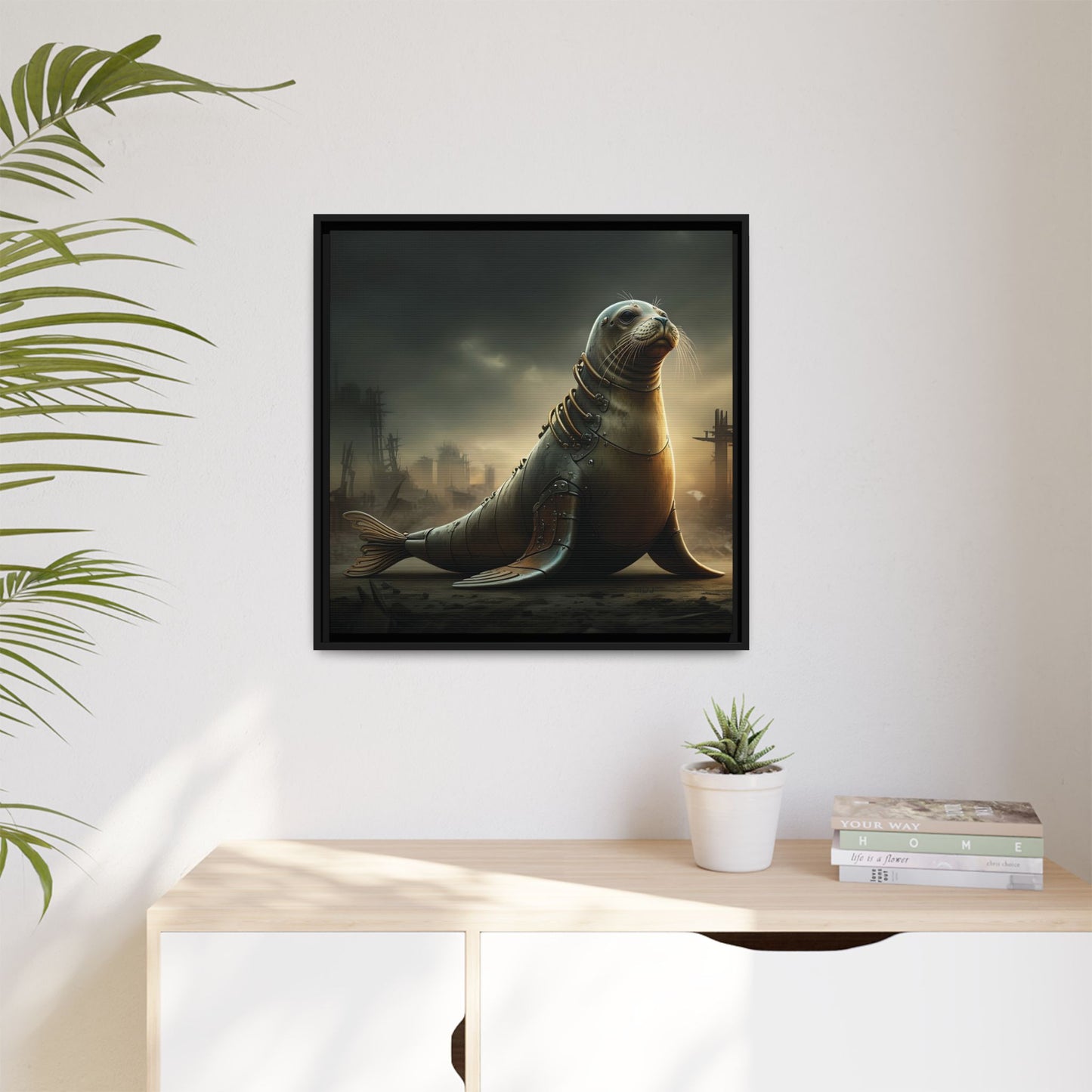 Steampunk Seal 12 - Thick Matte Canvas Print, Black Frame