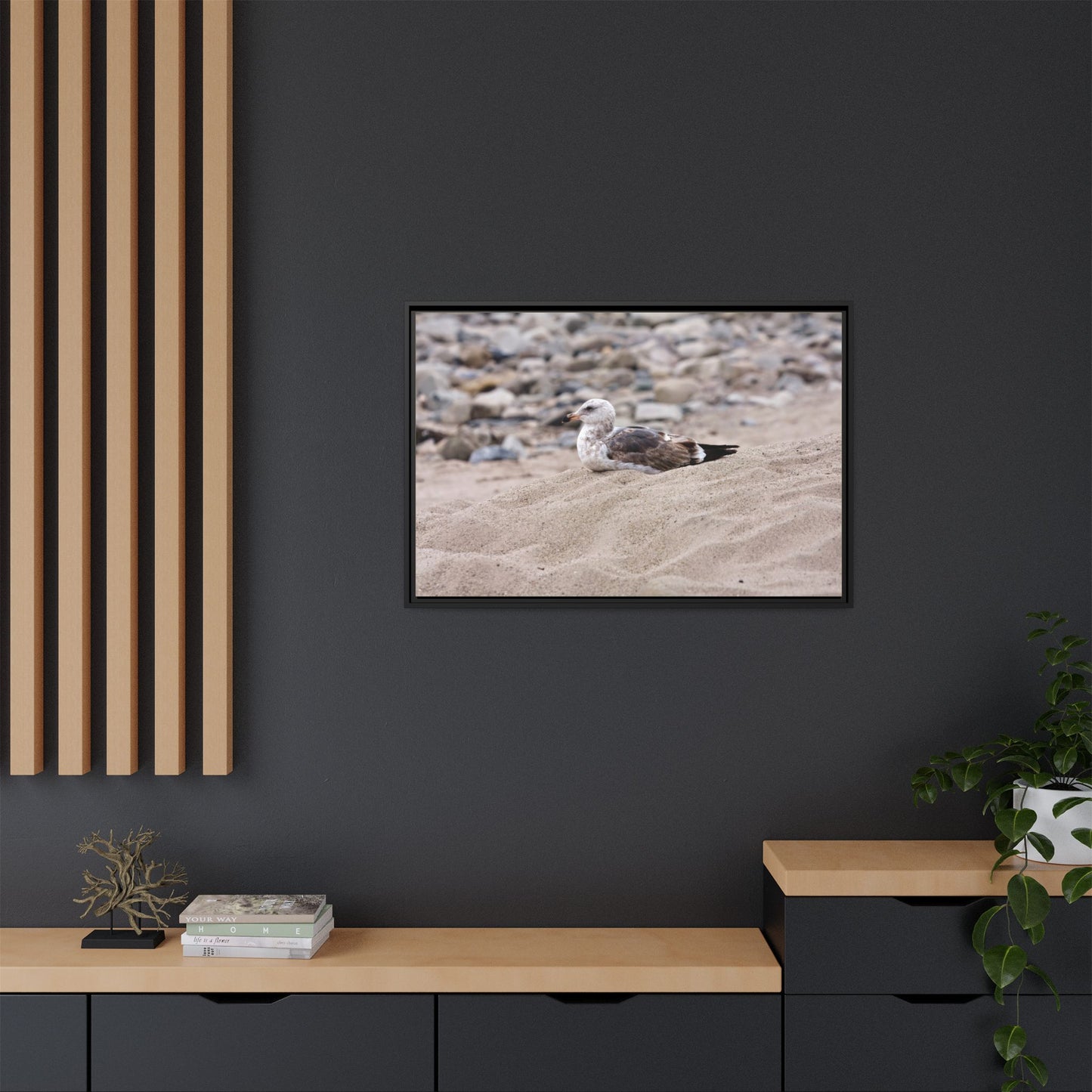 Seagull Serenity on the Shore [4278] | Framed Canvas