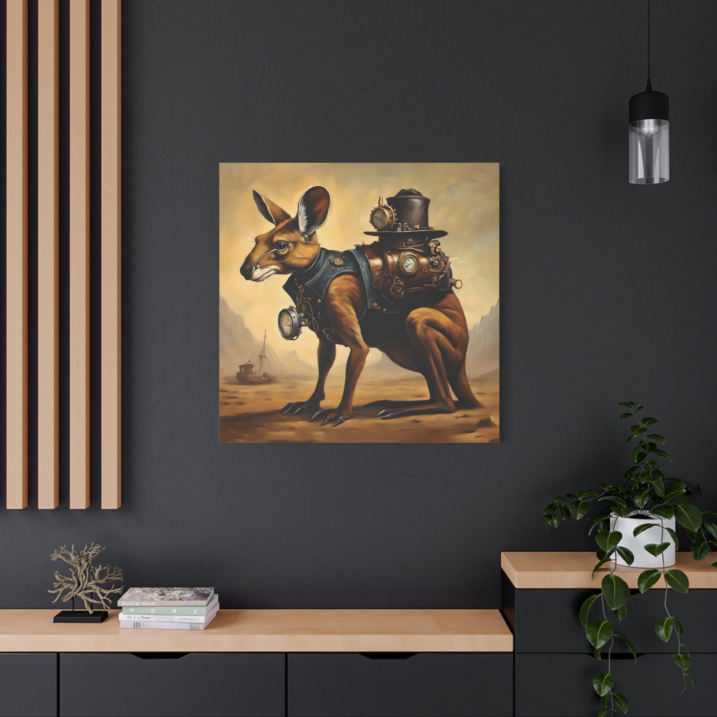 Steampunk Kangaroo 2 - Thick Matte Canvas Print