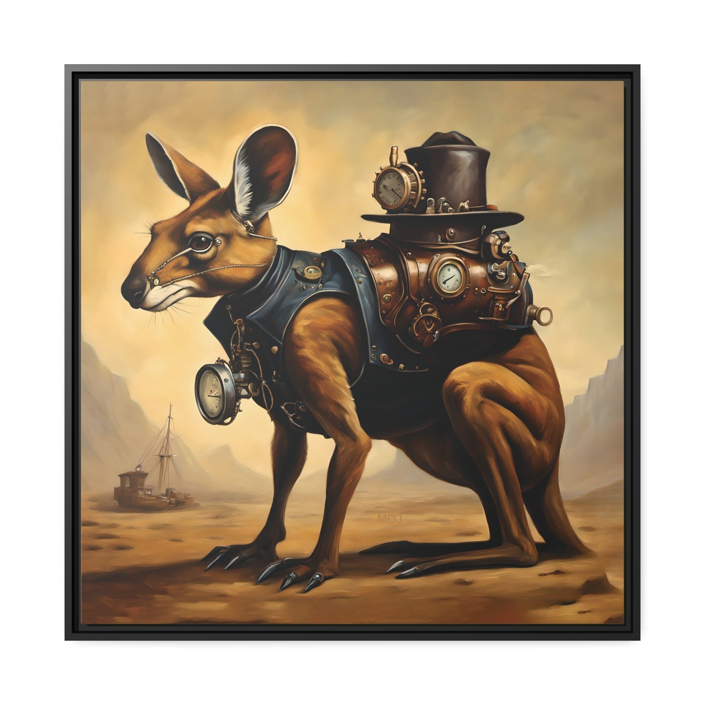 Steampunk Kangaroo 2 - Thick Matte Canvas Print, Black Frame