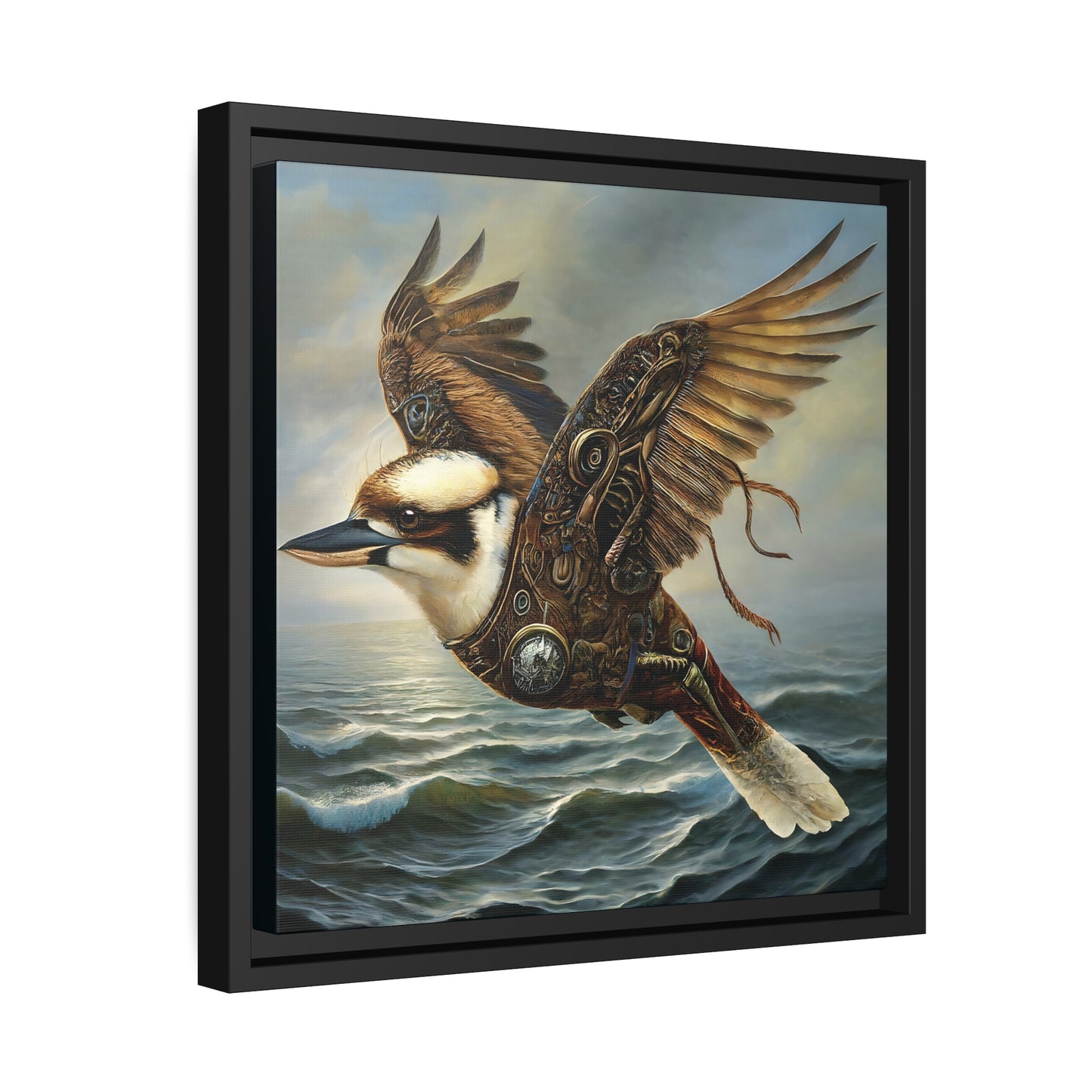 Steampunk Kookaburra 13 - Thick Matte Canvas Print, Black Frame