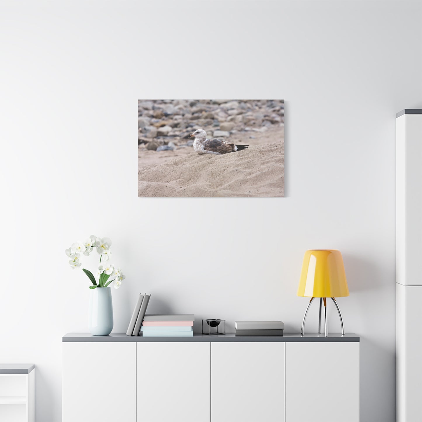 Seagull Serenity on the Shore 4278 - Thick Matte Canvas Print