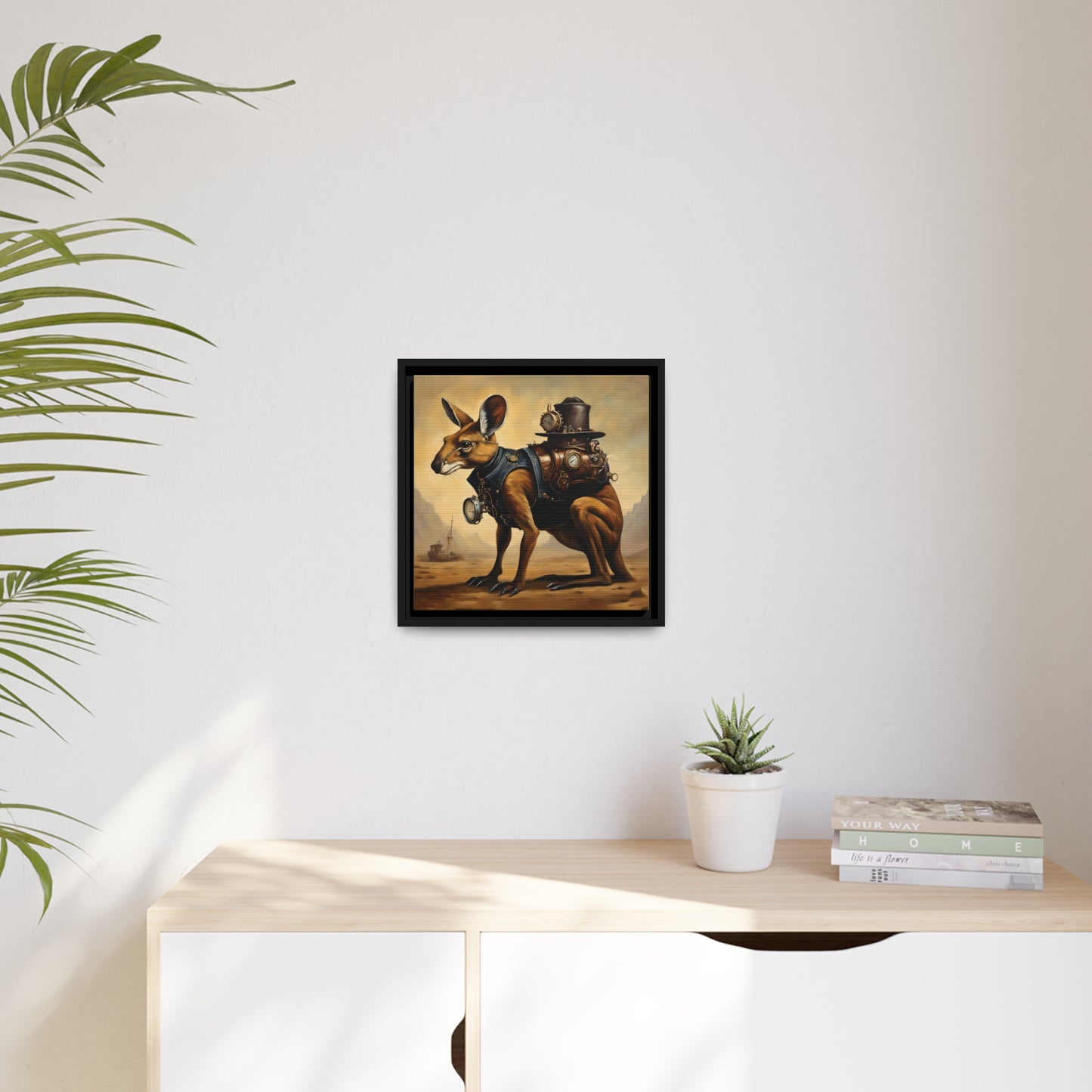 Steampunk Kangaroo 2 - Thick Matte Canvas Print, Black Frame