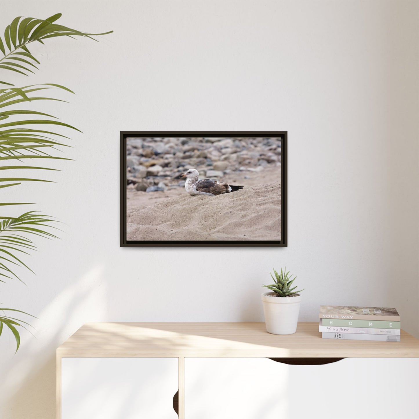 Seagull Serenity on the Shore [4278] | Framed Canvas