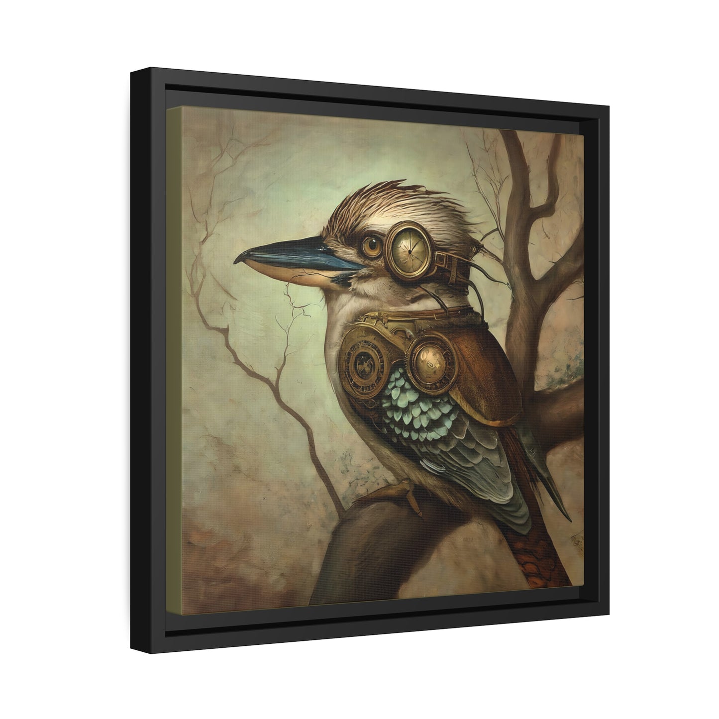 Steampunk Kookaburra 12 - Thick Matte Canvas Print, Black Frame