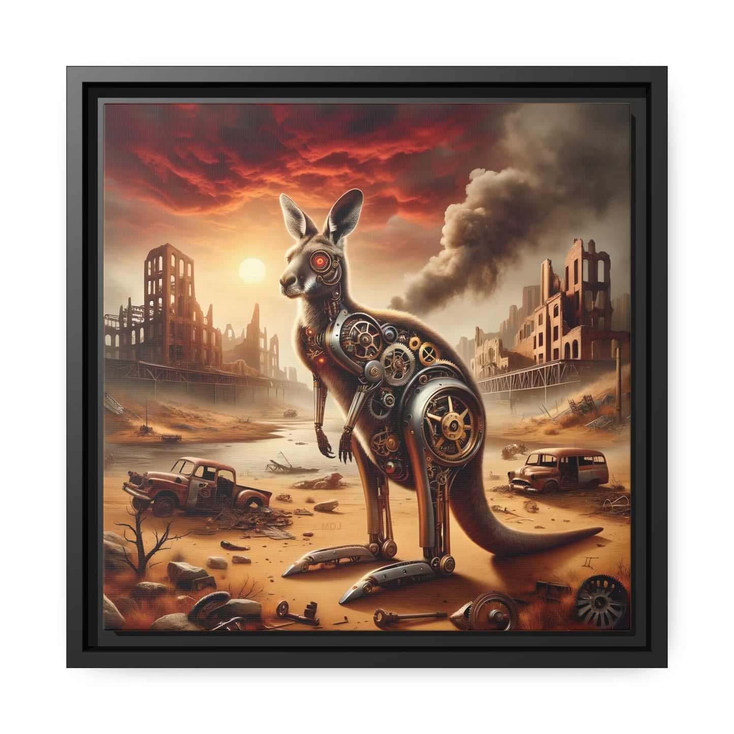 Steampunk Kangaroo 15 - Thick Matte Canvas Print, Black Frame